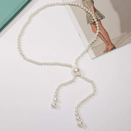 Tweed Style Pearl Waist Chain Decoration Summer Dress High-End Elegant Accessible Luxury Style Fashionable Simple Pearl Chain