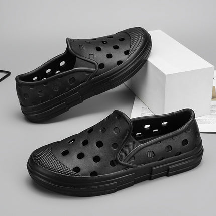 Cross-border Hole Shoes Men's and Women's Non-slip Deodorant Soft Bottom EVA Board Shoes Black Summer Breathable Slip-on Casual Shoes