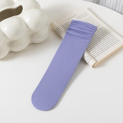 Ice Socks 2025 Popular Women's Summer Thin Pure Color Mid-Calf Socks for Girls Summer Japanese Style Style Sweat-Absorbent, Breathable and Deodorant