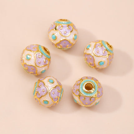 Cloisonné Oil-Dropping Cut Out Auspicious Cloud Lotus Bead Accessories Oil-Dropping Copper DIY Handmade Bracelet Necklace Jewelry Accessories