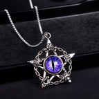 Luminous skull five-pointed star-purple eye [with titanium steel chain]]
