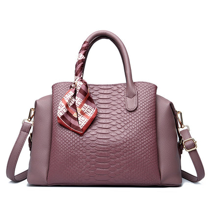New Cross-Border Handbag Women's Bag Crossbody Large Bag Large Capacity Fashion Retro Versatile Crocodile Pattern Boston Pillow Bag