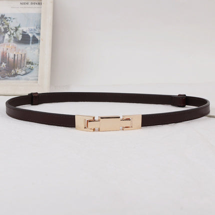 Women's Thin Black Leather Belt, Simple Versatile Waist-Cinching Decorative Belt for Dresses, Pants, and Coats, New Style