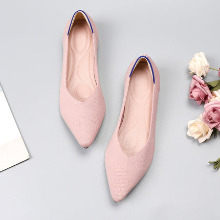 Egg Roll European and American Princess Shoes Spring and Autumn Flying Woven Shoes Beanie Flat plus size Women's Shoes Soft Bottom Knitted Pointed Boat Shoes