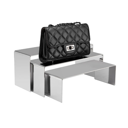 Factory direct supply stainless steel shoe rack shoe bag display shelf window shoe bag high and low display rack jewelry bracket