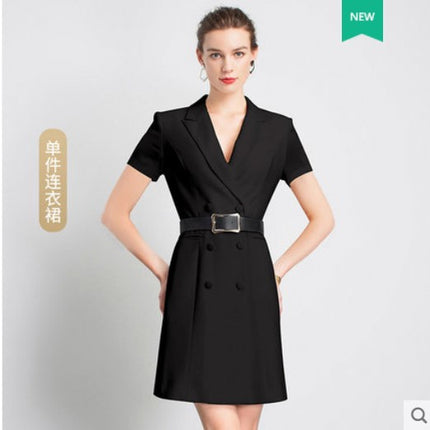 Spring and Autumn New Fashion double breasted suit collar dress domineering female president waist-tight professional women's dress overalls OL
