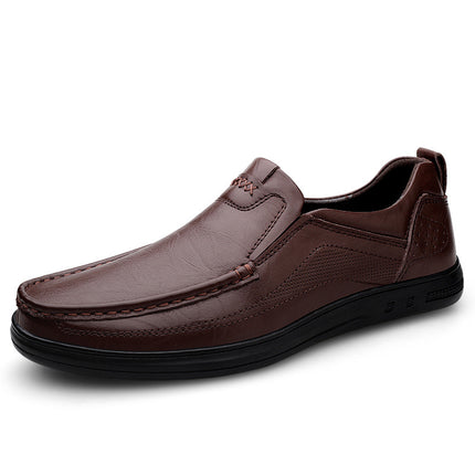 Fall 2023 men's leather shoes comfortable breathable new wide surface middle-aged loafers work breathable leather shoes