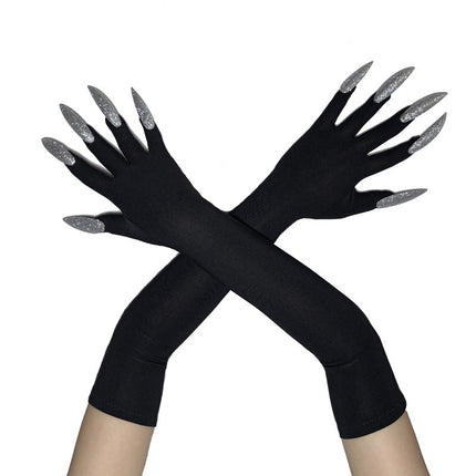 48cm European and American Fashion Halloween Gloves Long Nails Ghost Claw Gloves Long Performance Props Costume Black Red Claw