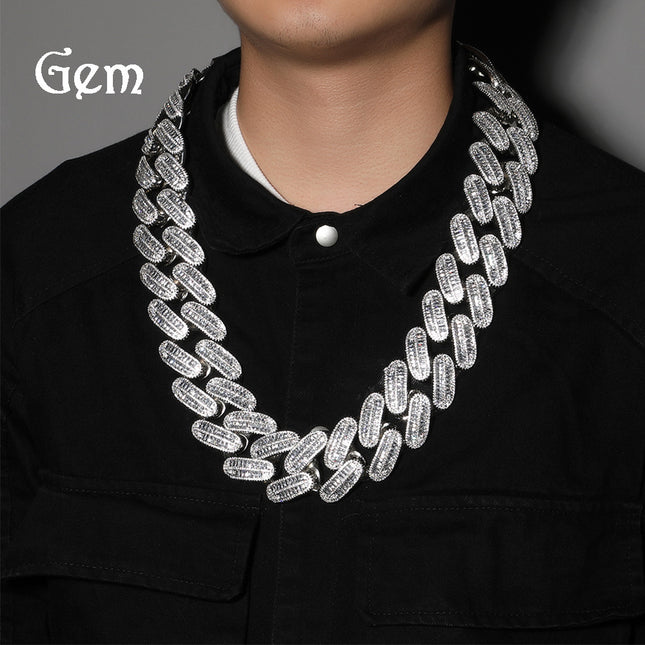 Cross-border European and American 26MM heavy industry fashion zircon Cuban chain fashion brand hip hop Ruan handsome sweater chain jewelry men's necklace