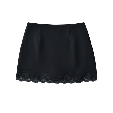 Pure Spice Girl Lace Tight Hip Skirt Summer New Side Zipper Anti-running Mini Skirt
