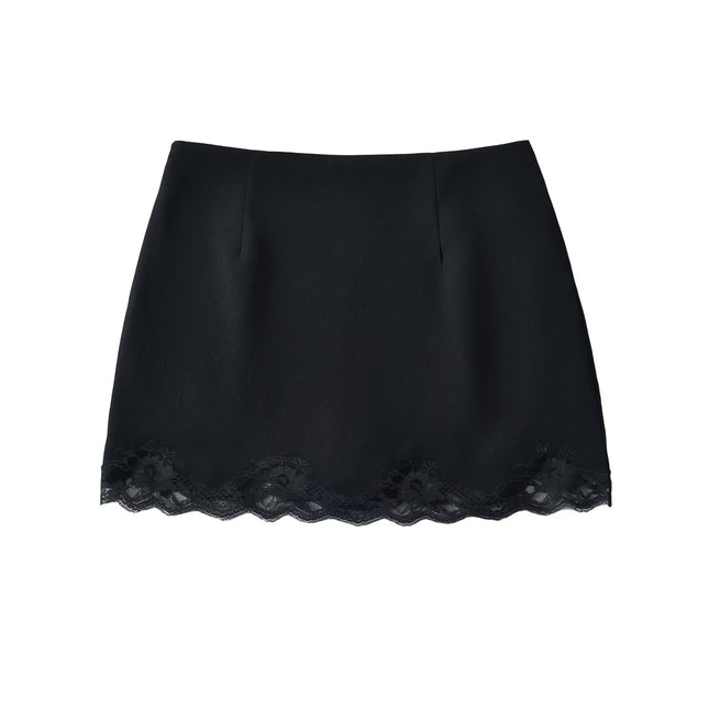 Pure Spice Girl Lace Tight Hip Skirt Summer New Side Zipper Anti-running Mini Skirt