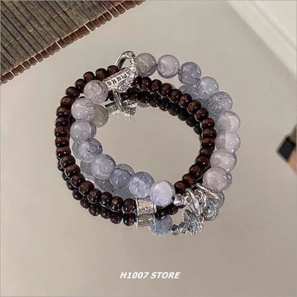 2025 Chinese-Style Ice-Cracked Beaded Bracelet High-End Niche Retro Trendy Versatile Men's Student Best Friend Clearance Hot-Selling Bracelet