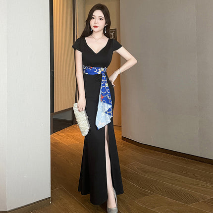 New Hotel Foot Therapy Technician Foot Bath Work Clothes Night Shop Massage Sauna Sexy Belly Covering Elegant Evening Dress