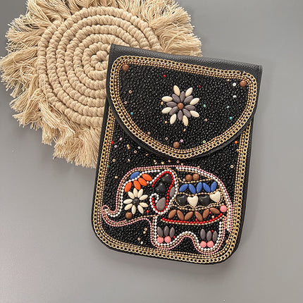 Bohemian Women's Mobile Phone Bag Xinjiang Inner Mongolia Yunnan Tourist Souvenirs Retro Heavy Industry Rice Bead Shoulder Bag