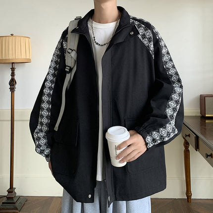 WASSUP NETS Lapel Tooling Coat Boys Spring and Autumn Jacket Top Teenager Outdoor Jacket