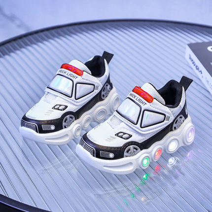 Foreign trade children's sports shoes with lights for small and medium-sized children's new bright lights luminous children's shoes for boys and girls leather cartoon sneaker