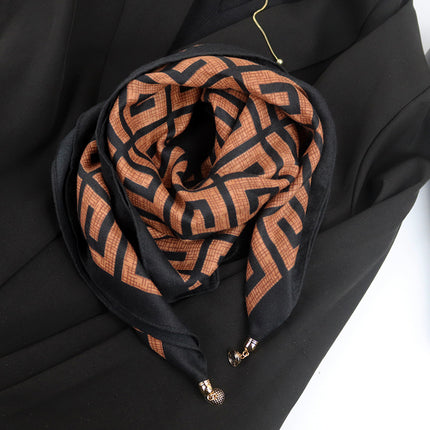 Spring and summer sunscreen magnetic buckle cotton and linen texture large square scarf women's 2024 new all-match autumn and winter neck scarf