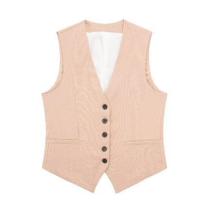 European and American 2023 New Fashion Women's Blended Vest Vest 7747356 High Waist Casual Shorts 7748356 Trendy