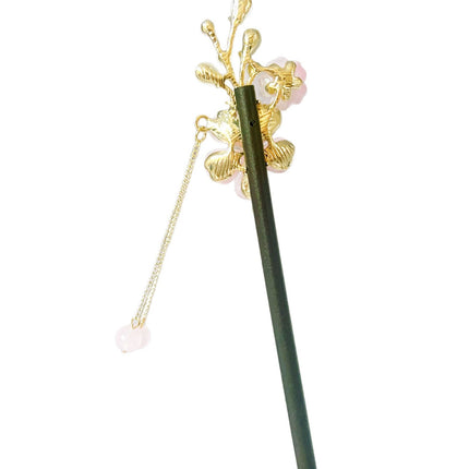 Antique Flower Hairpin Women's Wooden Hairpin Chinese High-end Hair Accessories Hairpin Hanfu Disc Hair Headwear Hairpin Step-by-step Hairpin Hairpin