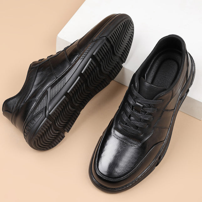 Spring New Men's Shoes, First-Layer Cowhide, Lightweight Sports Casual Shoes, Ostrich Pattern, Versatile Men's Leather Shoes, Genuine Leather
