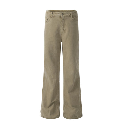 OREETA, Niche Washed Green All-match Crowd Pants 2024 Trendy Brand Pure Cotton American Slim Micro-fit Crowd Pants