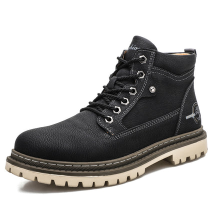 Men's cotton-padded shoes outdoor work shoes high-top shoes single-layer shoes cross-border plus size men's shoes hand-stitched shoes