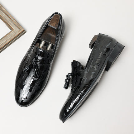 Leather Shoes for Men, Lazy Shoes, Bean Style, Patent Leather, Bright Leather, Soft Leather, High-End