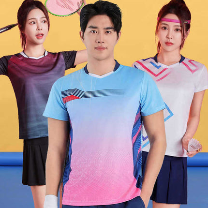 Badminton Clothing Top Men's Short-sleeved Quick-drying Women's Air Volleyball Competition Clothing Training Table Tennis Team Clothing Printing Summer
