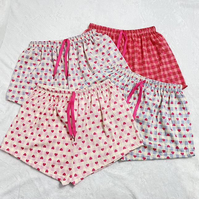 Summer Thin Love Shorts Women's Korean-style Loose Loose Loose Waist Sweet Cute Student Casual Home Pants Pajama Pants