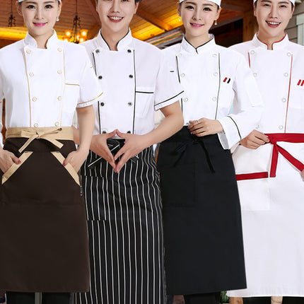 Wholesale Chef Clothes Short Sleeve Summer Clothes Chef Work Clothes Men's and Women's Restaurant Baking Kindergarten Canteen Kitchen Work Clothes