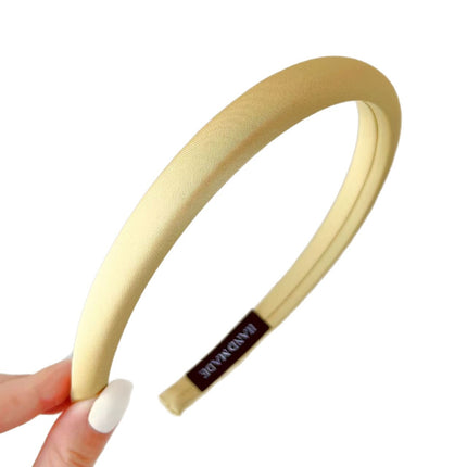 High-End Retro Solid Color Satin Headband Simple Versatile Women's High Crown Elegant Hair Accessory Headband Sponge