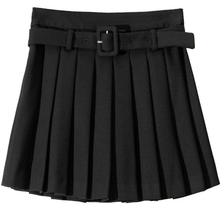 B2125 2025 Autumn Women's New Fashion College Style Pleated Skirt Security Pants Half Skirt with Belt