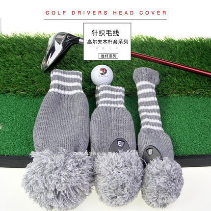 Golf striped wool wooden rod cover knitted cap cover wooden rod accessories club protective cover 1/3/UT/3 1 group