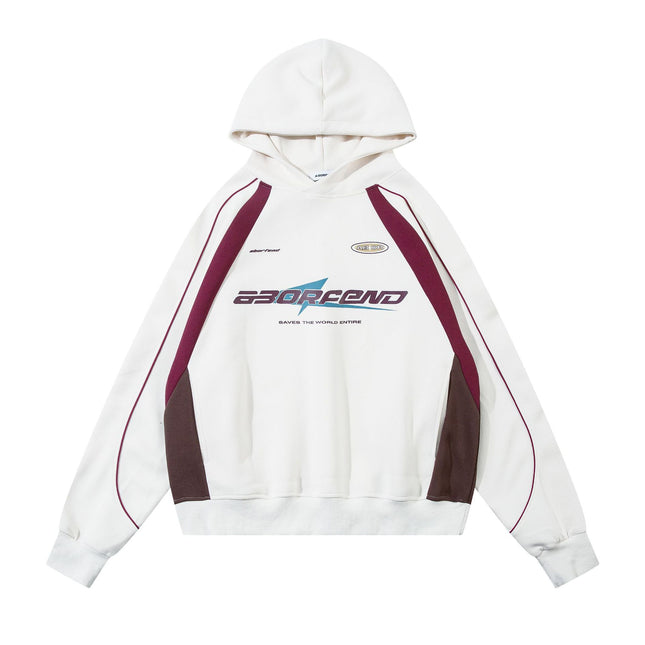 BF.BORFEND American Original Leisure Sports Fan Car Coloring Color-matching Letters Hooded Wear Heavy Fall/Winter