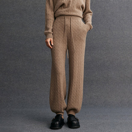 Autumn and Winter Versatile Cashmere Women's Fashion Casual New Simple Urban Cable Cashmere Pants Sweatpants Retro Style