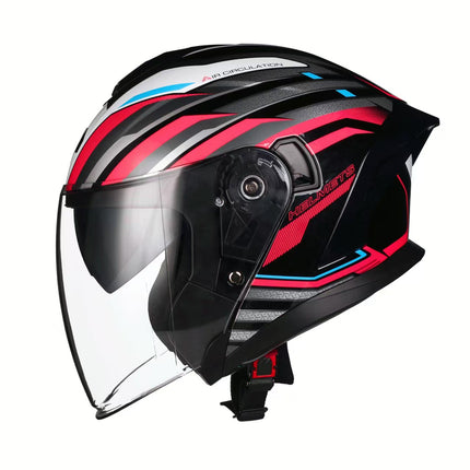 Jiarui National Trend Motorcycle Full-Face Helmet Half-Face Helmet for All Seasons Cool Riding Unisex Dot Certified