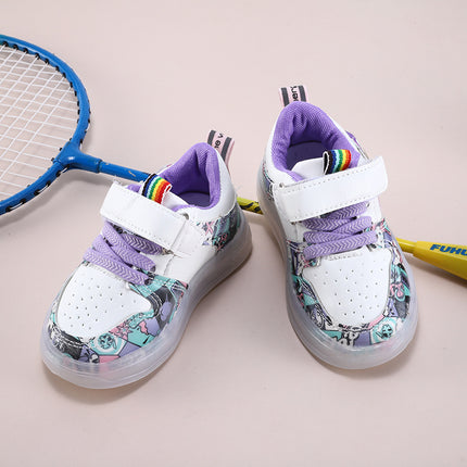 2022 New Spring and Autumn Breathable Fashion Sneakers Children's Luminous Shoes Princess Wings Led Light Children's Shoes