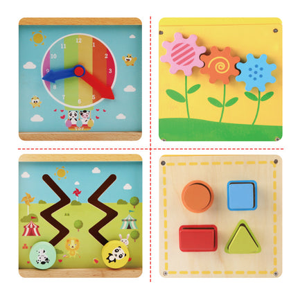 Multi-functional bead-wound toy box five-in-one mini shape cognitive chest wooden children infant early education puzzle