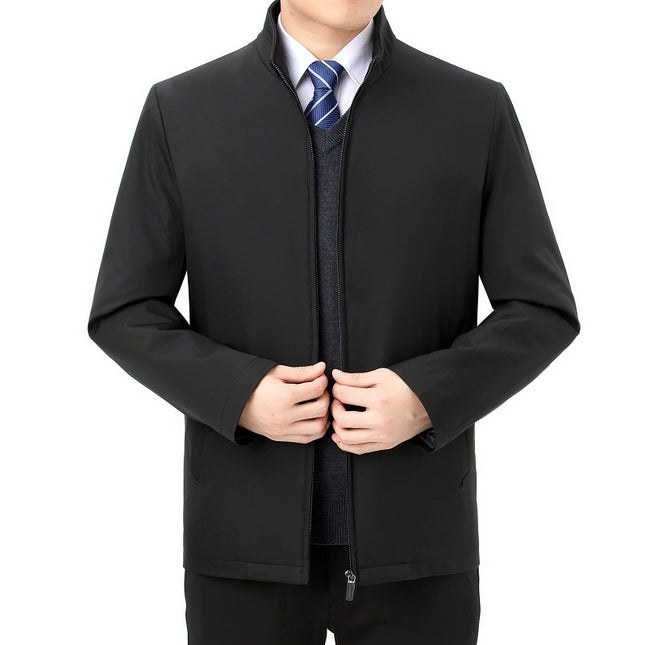 Winter Middle-Aged Men's down Jacket Casual Stand-Up Collar Dad's Trendy Warm Removable Liner White Duck down Jacket for Men
