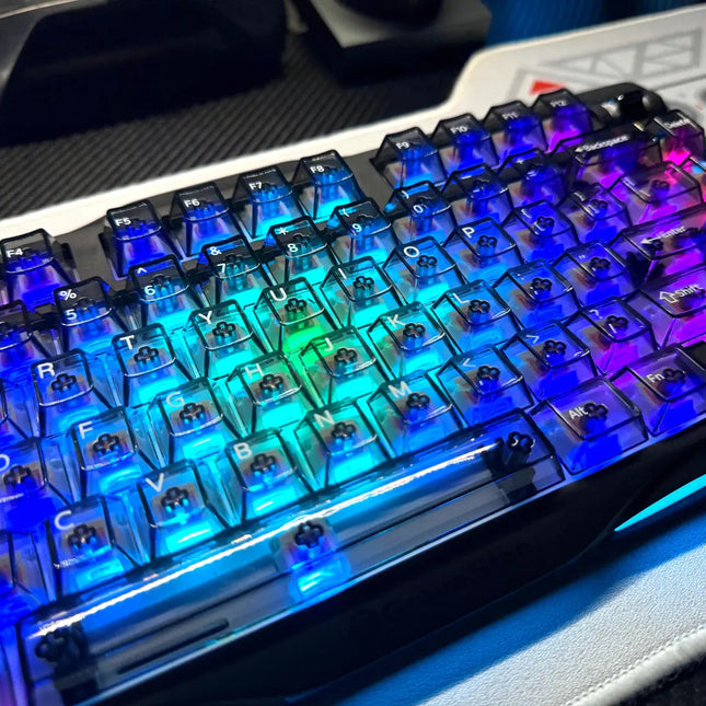 Wholesale 115-Key Four-Sided Transparent Keycaps, Customized Original Height Mda High Aesthetic Cross-Axis Translucent Keycaps