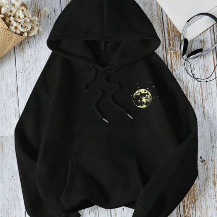 New Sweatshirt with Different Moon Print, Front and Back Printed Sweatshirt Casual and Fashionable Millennium