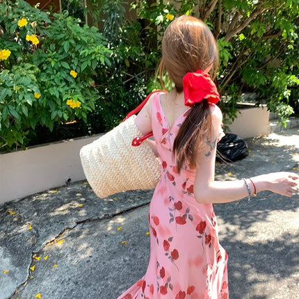 [3.7 10: 00 a.m.] im dress to Twilight Rose Garden ~ V Collar Ruffled Flower Chiffon Holiday Feeling