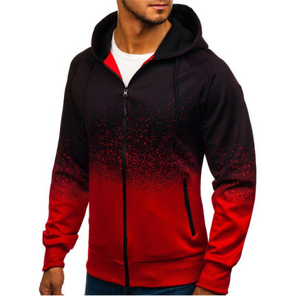 2024 New Autumn and Winter Sports Casual Cardigan Digital Printing Hoodie Jacket Men's Gradient Design Top