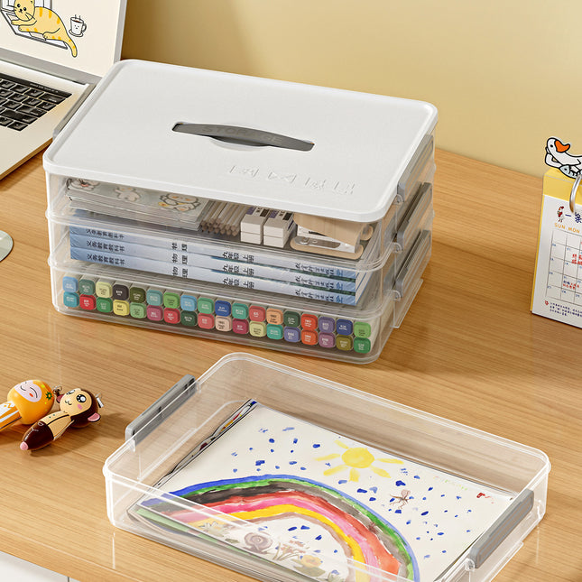 Cute Storage Box, Multi-Functional Storage Box for Various Types of Documents, Office Information Organizing Box, A4 Transparent File Box