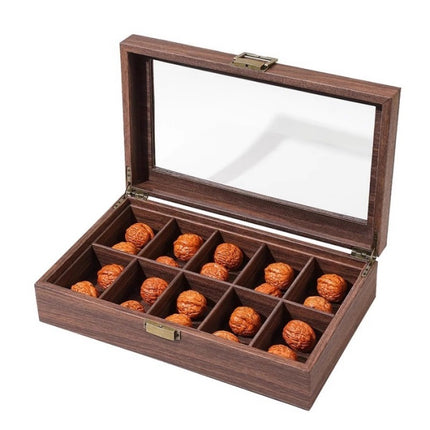 Dustproof High-end Walnut Storage Box Vintage Leather Storage Box Lion Head Handstring Box Beads Display Box