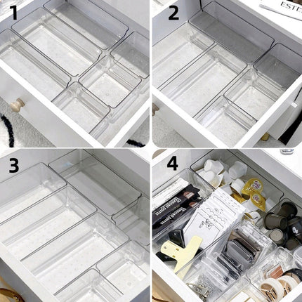 Transparent Notch Storage Box suit Drawer Storage Box Stationery Storage Box Square Cosmetic Storage Box