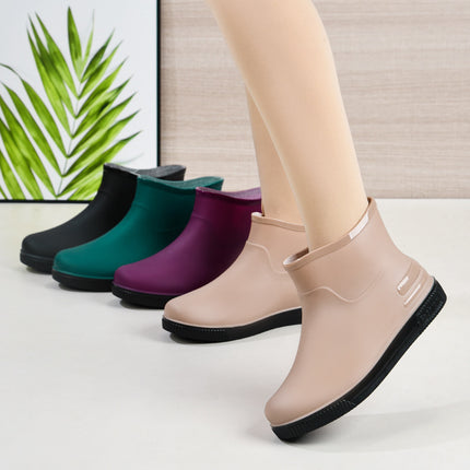 Short Rain Boots Women's Fashionable Outer Wearing Water Shoes Short Rain Boots Low-top fleece-lined Low-barrel overshoes Anti-slip Cross-border Wholesale