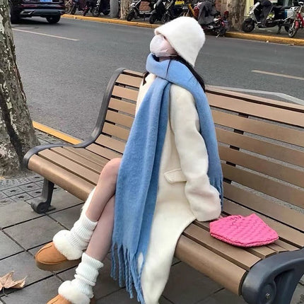 Cross-Border Scarf New Imitation Cashmere Scarf for Women Autumn and Winter Thickened Warm Shawl Solid Color Student Scarf for Men Wholesale