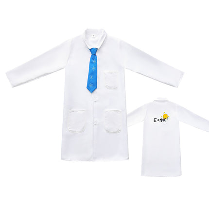 Children's Crazy Scientist Doctor Einstein White Coat Performance Scientific Experimenter Role Play Cosplay Costume