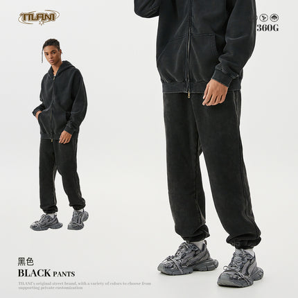 Tilani Men's Sweatshirt and Sweatpants Set Cross-Border Trendy Brand Hoodie Autumn and Winter Velvet Thickeneded Men's Two-Piece Set